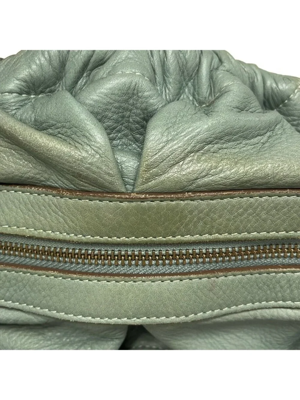Max Mara Handbag Light Green Leather